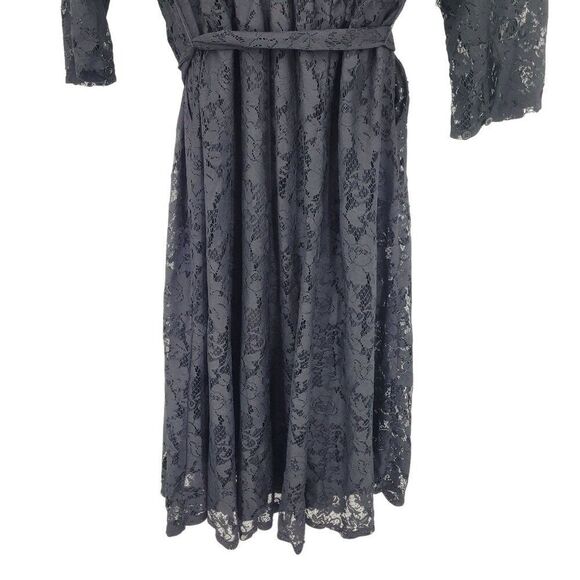 Torrid Womens Maxi Lace Shirt Dress Sz 1 Black Button Down Belted Cocktail Party - Picture 10 of 12